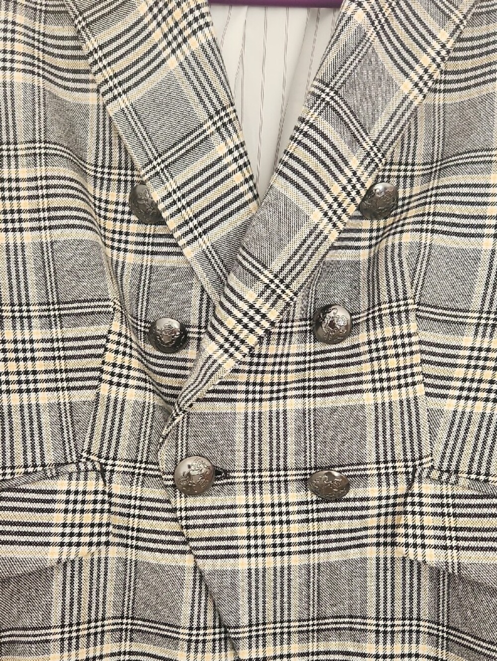 Preppy Office Work School Interview Formal Banana Republic Gray Plaid Blazer - Picture 5 of 14